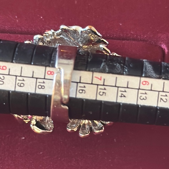 Silver and Black Statement Ring with Intricate Design - Picture 5 of 6